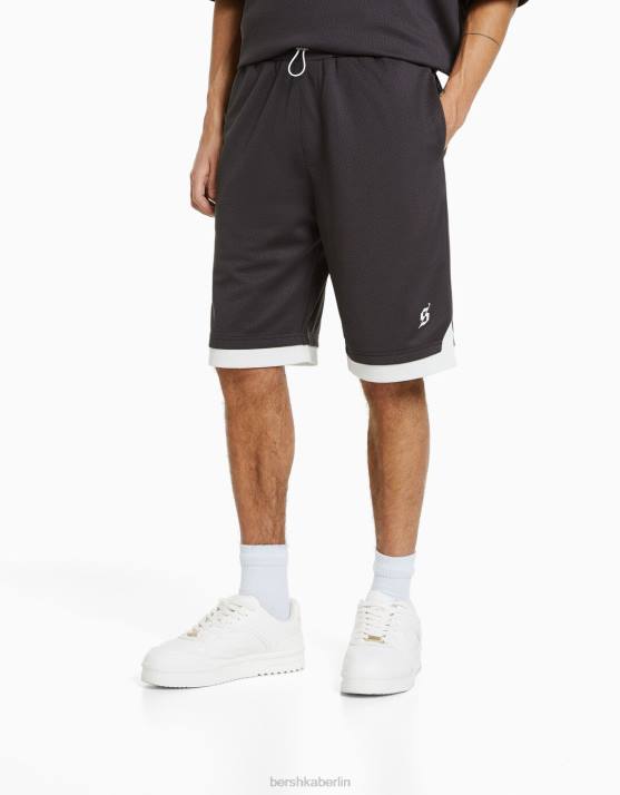 grau Bershka Männer Mesh-Bermudashorts H00J3299