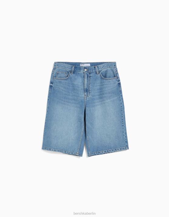 hellblau Bershka Männer Baggy-Jeans-Bermudashorts H00J3336
