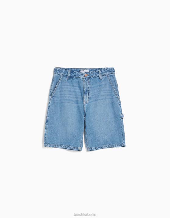 hellblau Bershka Männer Denim-Carpenter-Bermudashorts H00J3295