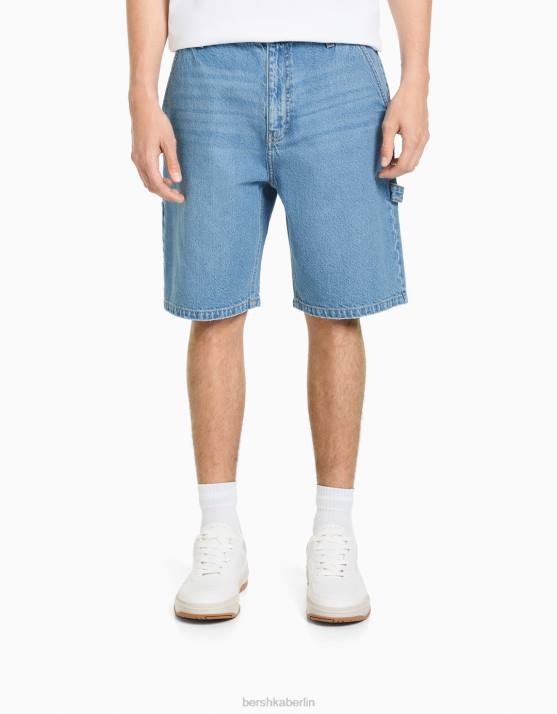 hellblau Bershka Männer Denim-Carpenter-Bermudashorts H00J3296
