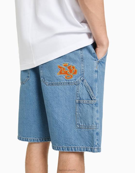 hellblau Bershka Männer Denim-Carpenter-Bermudashorts H00J3296