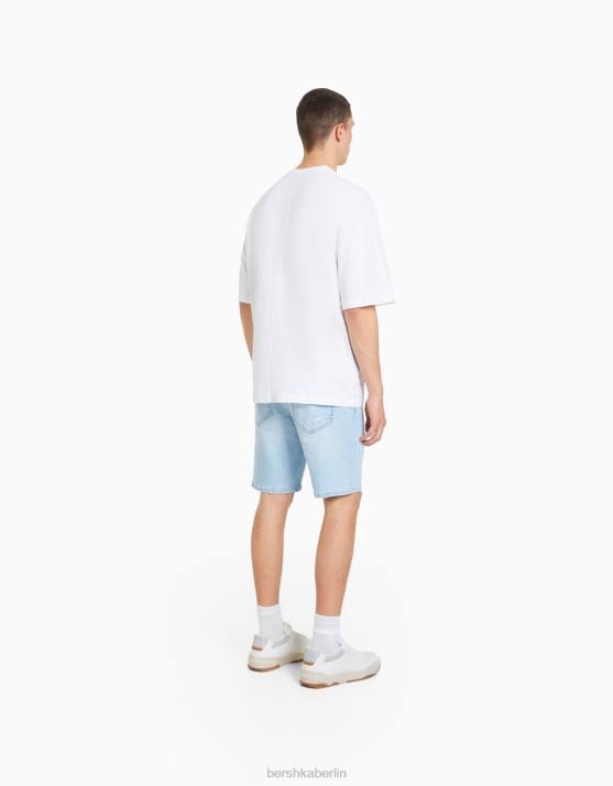 hellblau Bershka Männer Zerrissene Denim-Bermudashorts H00J3340