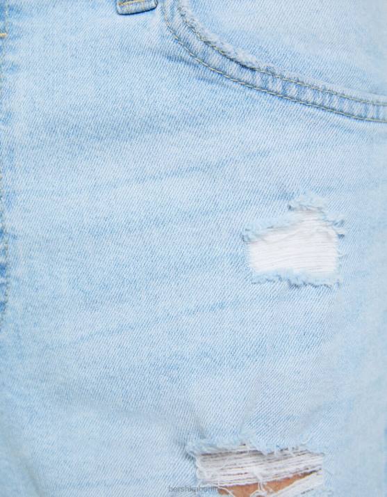 hellblau Bershka Männer Zerrissene Denim-Bermudashorts H00J3340