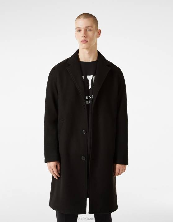 Schwarz Bershka Männer Komfortmantel H00J3090