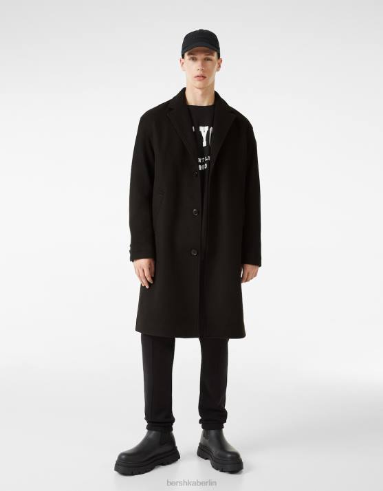 Schwarz Bershka Männer Komfortmantel H00J3090