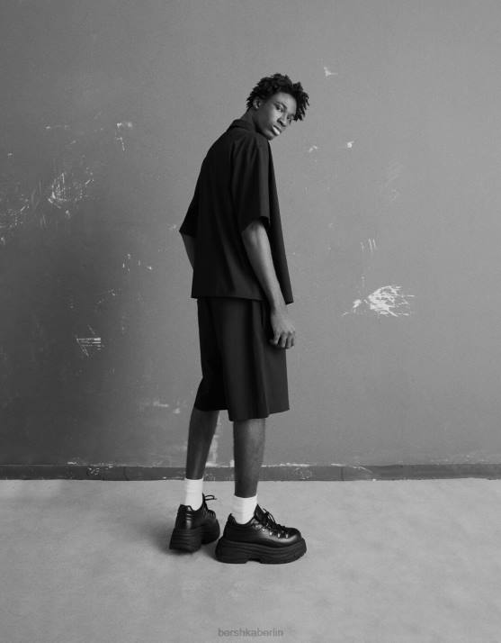 Schwarz Bershka Männer Schuhe mit dicken Sohlen H00J3568