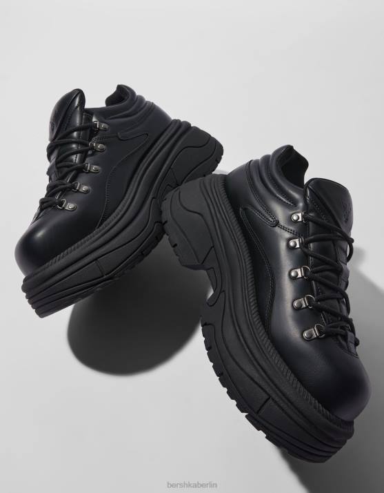 Schwarz Bershka Männer Schuhe mit dicken Sohlen H00J3568