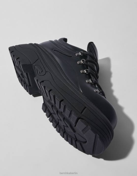 Schwarz Bershka Männer Schuhe mit dicken Sohlen H00J3568