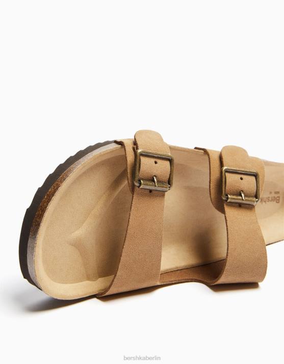 Kamel Bershka Männer Ledersandalen mit Schnallen H00J3541