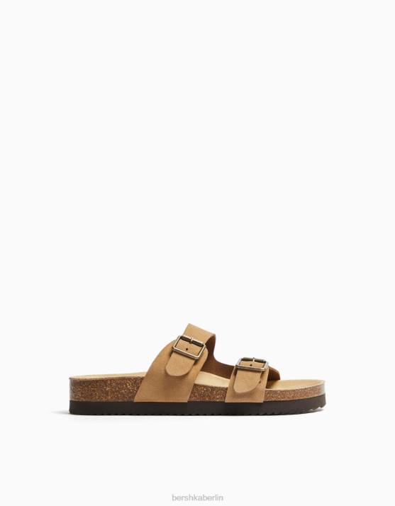 Kamel Bershka Männer Ledersandalen mit Schnallen H00J3541