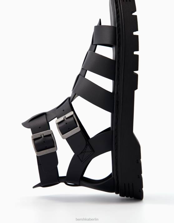 Schwarz Bershka Männer Riemchensandalen H00J3536