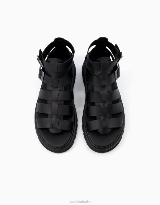 Schwarz Bershka Männer Riemchensandalen H00J3536