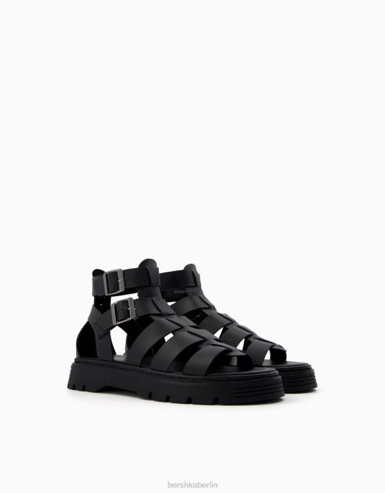Schwarz Bershka Männer Riemchensandalen H00J3537