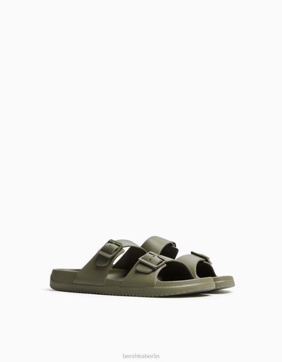 khaki Bershka Männer Gummierte Sandalen mit Schnallen H00J3559