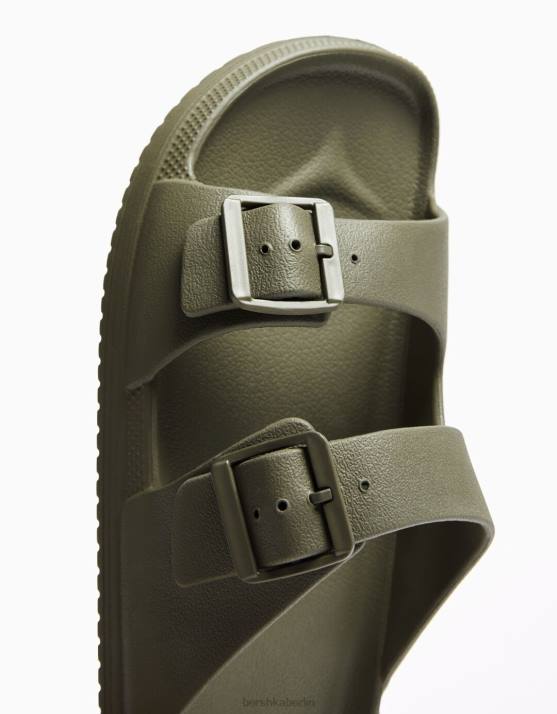 khaki Bershka Männer Gummierte Sandalen mit Schnallen H00J3561