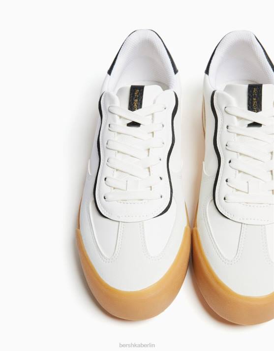 Weiss Bershka Männer Sneaker im Retro-Stil H00J3484
