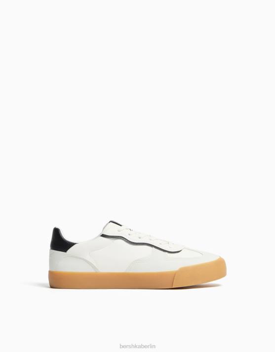 Weiss Bershka Männer Sneaker im Retro-Stil H00J3484