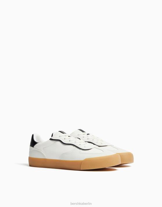 Weiss Bershka Männer Sneaker im Retro-Stil H00J3485