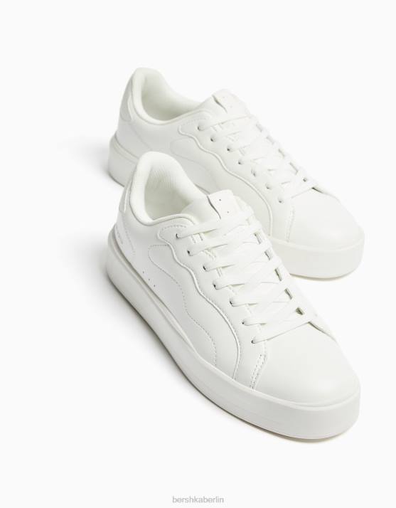 Weiss Bershka Männer einfarbige Turnschuhe H00J3497