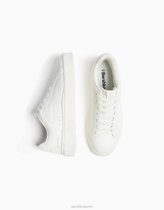 Weiss Bershka Männer einfarbige Turnschuhe H00J3497