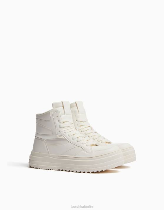 Weiss Bershka Männer klobige High-Top-Sneaker H00J3486