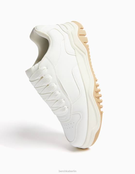 Weiss Bershka Männer klobige Turnschuhe H00J3493