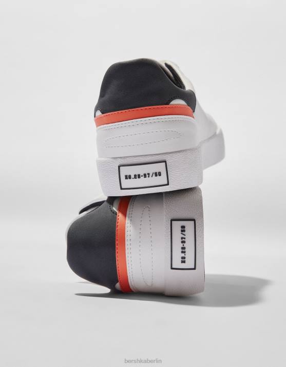 Weiss Bershka Männer kontrastierende Turnschuhe H00J3496