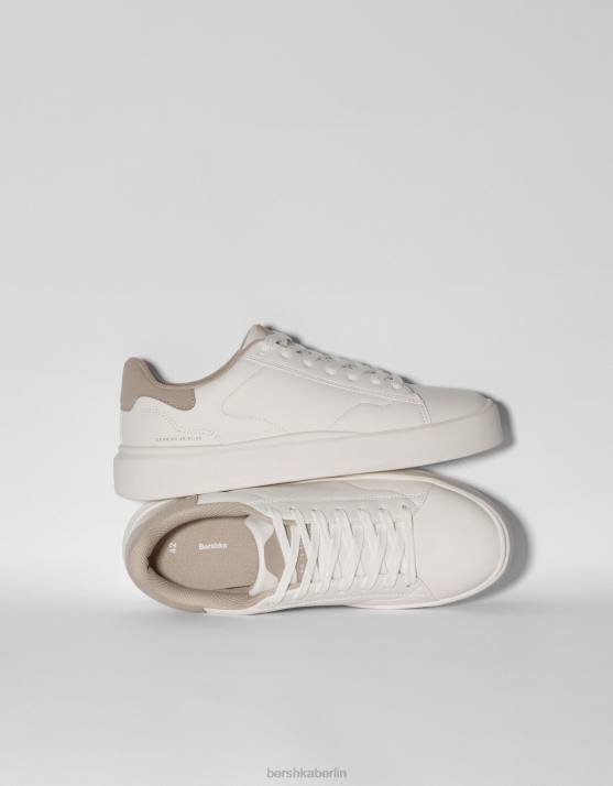 Weiss Bershka Männer kontrastierende Turnschuhe H00J3500