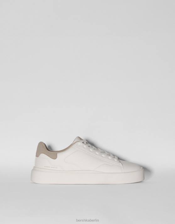 Weiss Bershka Männer kontrastierende Turnschuhe H00J3500
