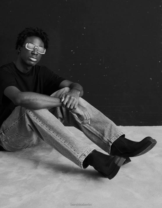 Schwarz Bershka Männer Cowboy-Stiefeletten H00J3578