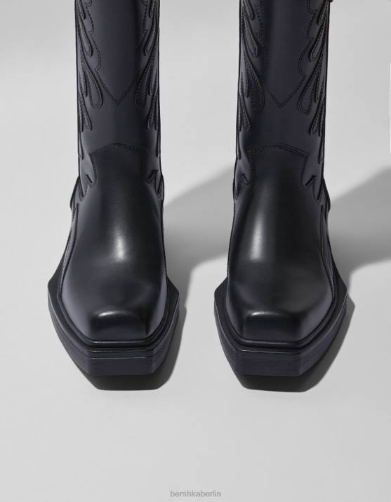 Schwarz Bershka Männer Cowboystiefel H00J3570