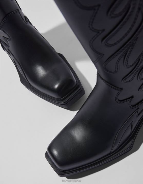 Schwarz Bershka Männer Cowboystiefel H00J3571
