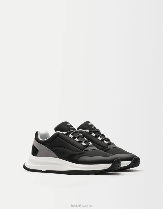Schwarz Bershka Männer Kontrast-Mesh-Turnschuhe H00J3453