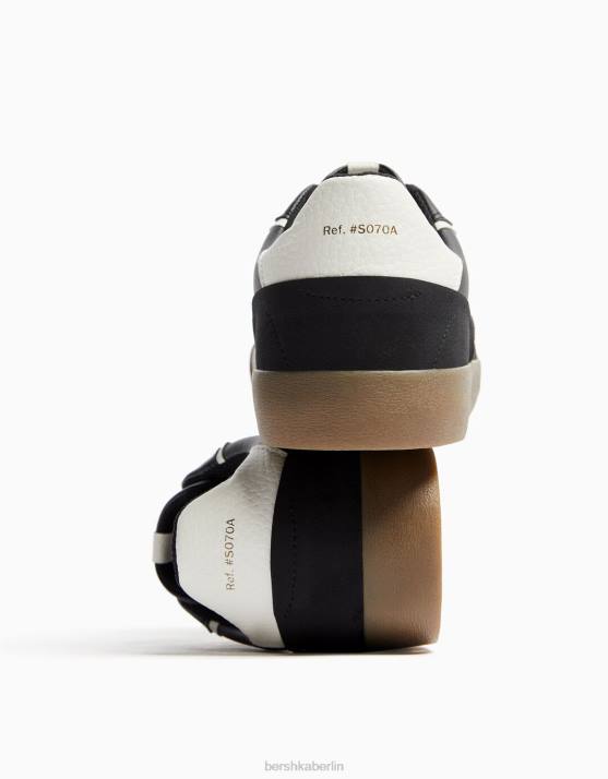 Schwarz Bershka Männer Sneaker im Retro-Stil H00J3580