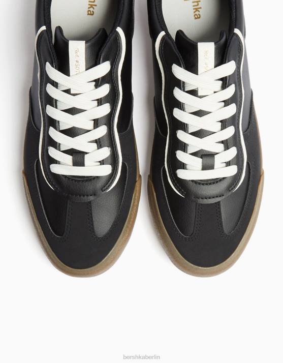 Schwarz Bershka Männer Sneaker im Retro-Stil H00J3580