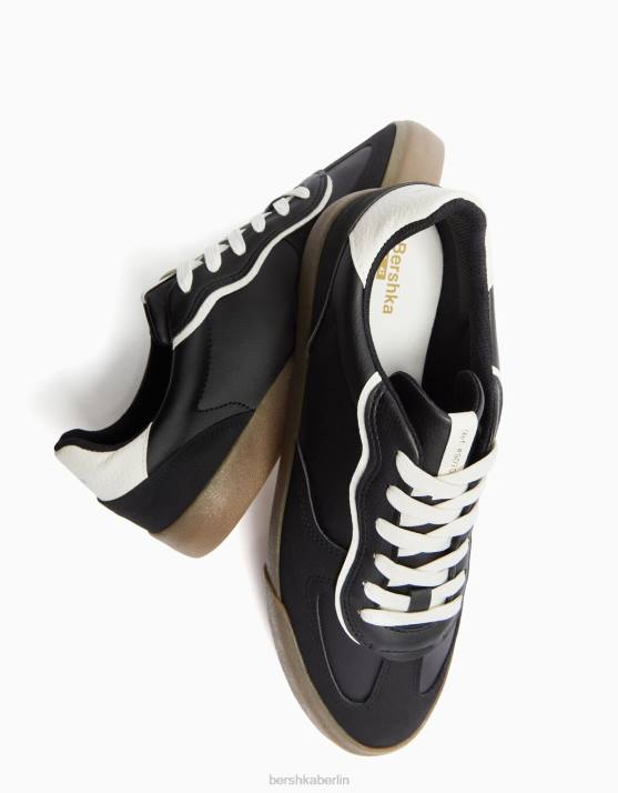 Schwarz Bershka Männer Sneaker im Retro-Stil H00J3580