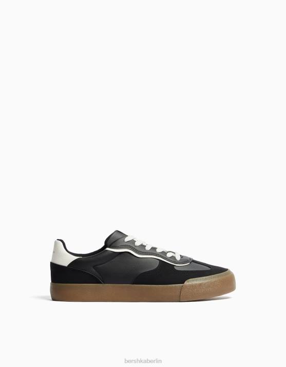 Schwarz Bershka Männer Sneaker im Retro-Stil H00J3580