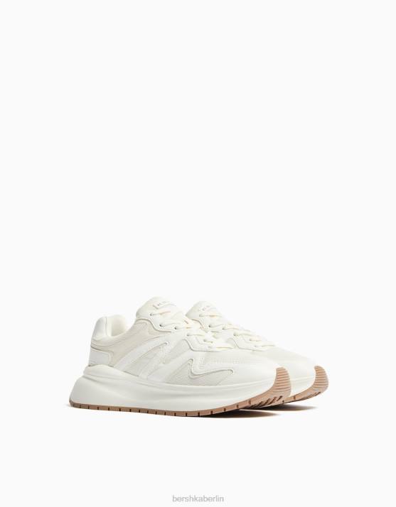 Weiss Bershka Männer Mesh-Sneaker mit dicker Sohle H00J3520