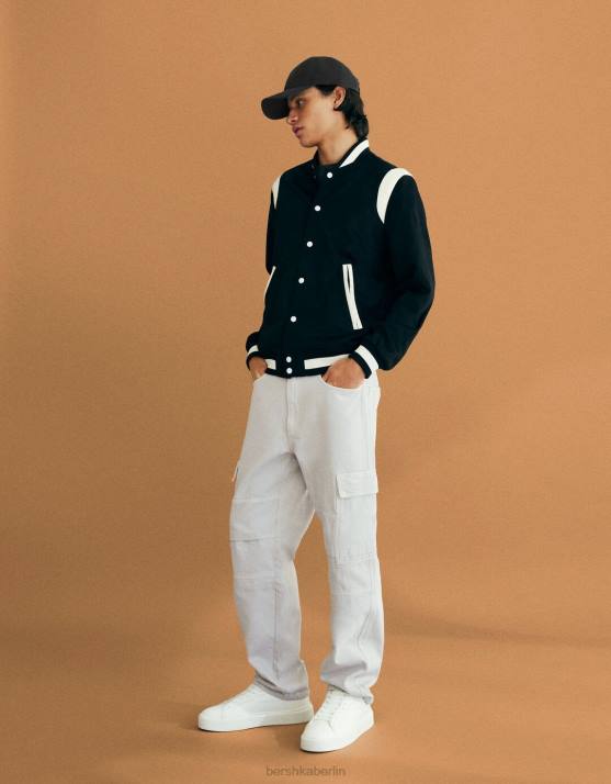 Weiss Bershka Männer einfarbige Turnschuhe H00J3446