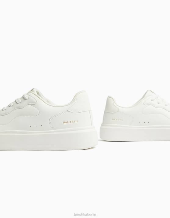 Weiss Bershka Männer einfarbige Turnschuhe H00J3446