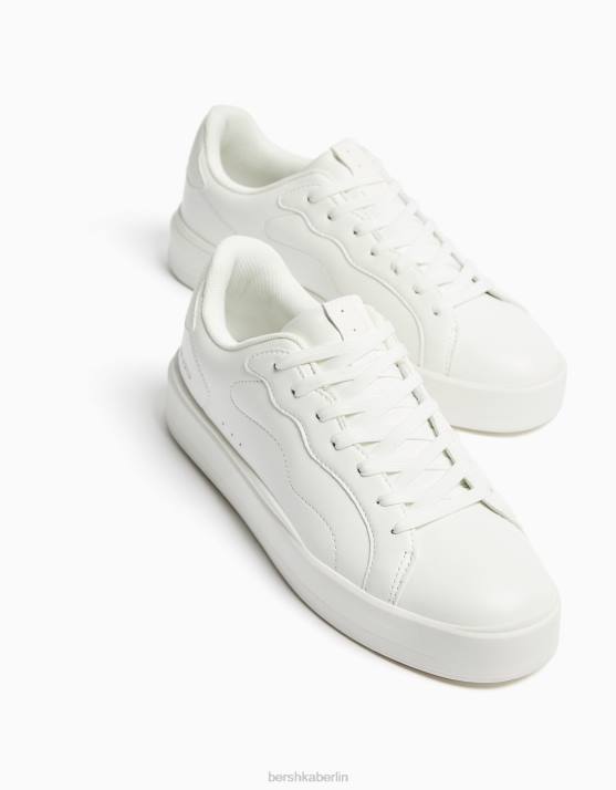 Weiss Bershka Männer einfarbige Turnschuhe H00J3446