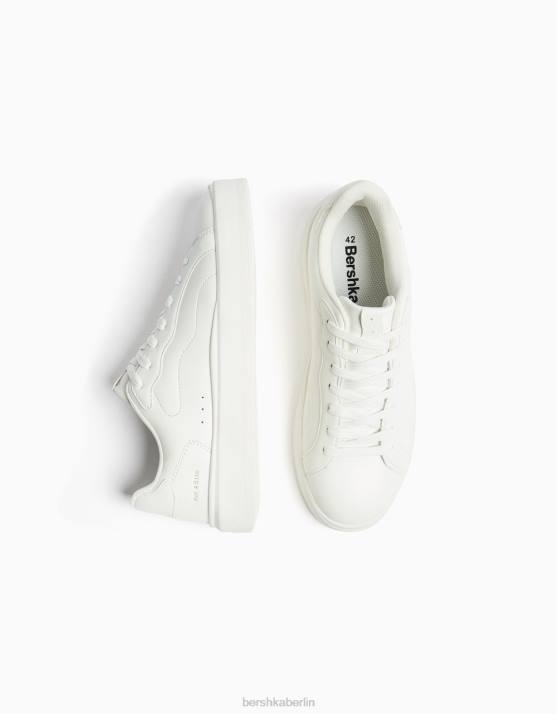 Weiss Bershka Männer einfarbige Turnschuhe H00J3446