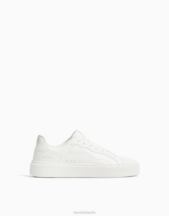 Weiss Bershka Männer einfarbige Turnschuhe H00J3446