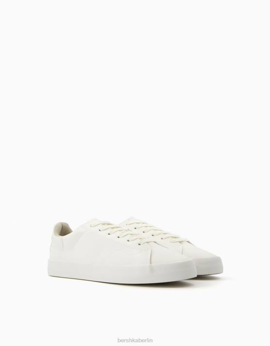 Weiss Bershka Männer einfarbige Turnschuhe H00J3579