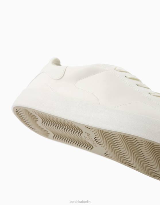 Weiss Bershka Männer einfarbige Turnschuhe H00J3579