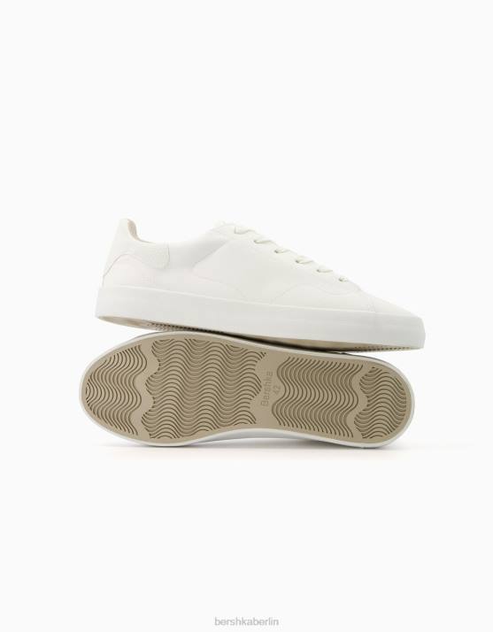Weiss Bershka Männer einfarbige Turnschuhe H00J3579