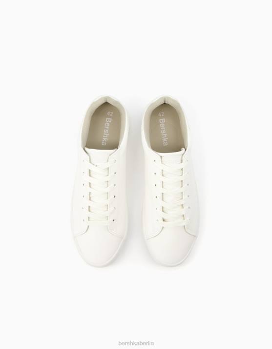Weiss Bershka Männer einfarbige Turnschuhe H00J3579