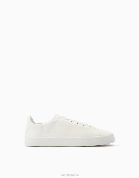 Weiss Bershka Männer einfarbige Turnschuhe H00J3579