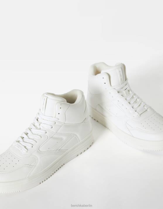 Weiss Bershka Männer hochgeschnittene Turnschuhe H00J3464