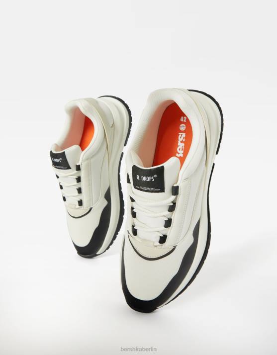 Weiss Bershka Männer kombinierte Stoffsneaker H00J3514